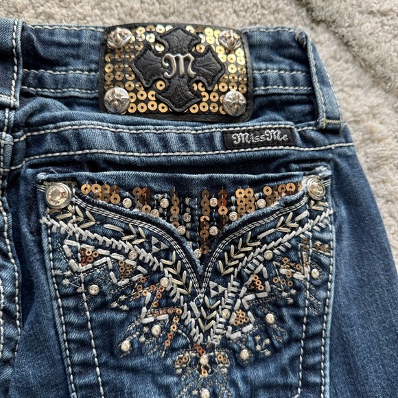 Miss Me Jeans signature boot low rise embellished embroidered pockets sequin 28 - Picture 8 of 9